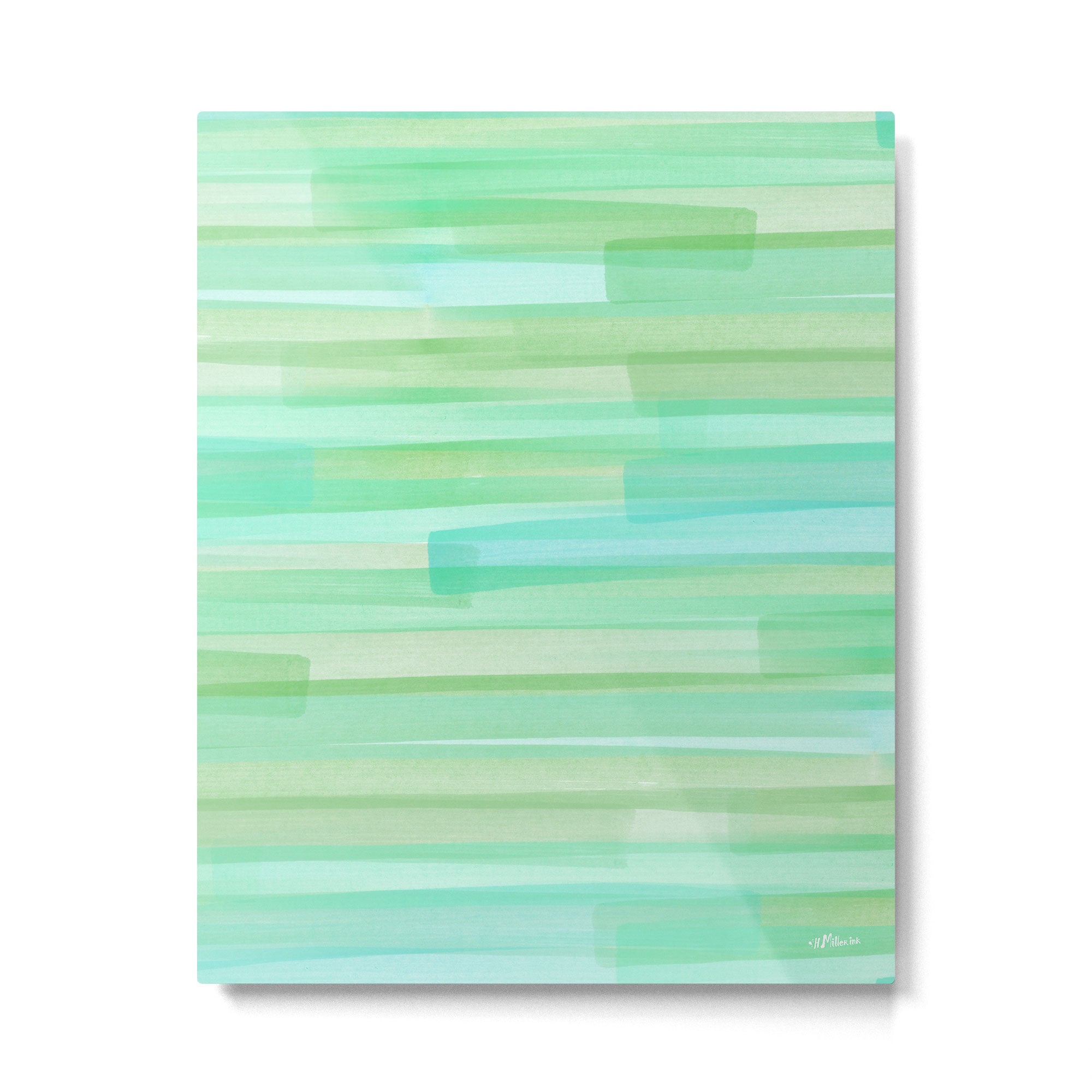 Abstract Watercolor Waves in Ocean Teal Metal Print Gallery Image 4