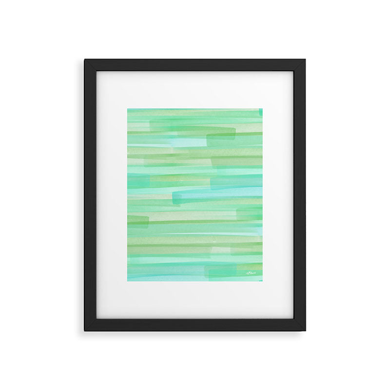 Abstract Watercolor Waves in Ocean Teal Framed Art Print Gallery Image 5