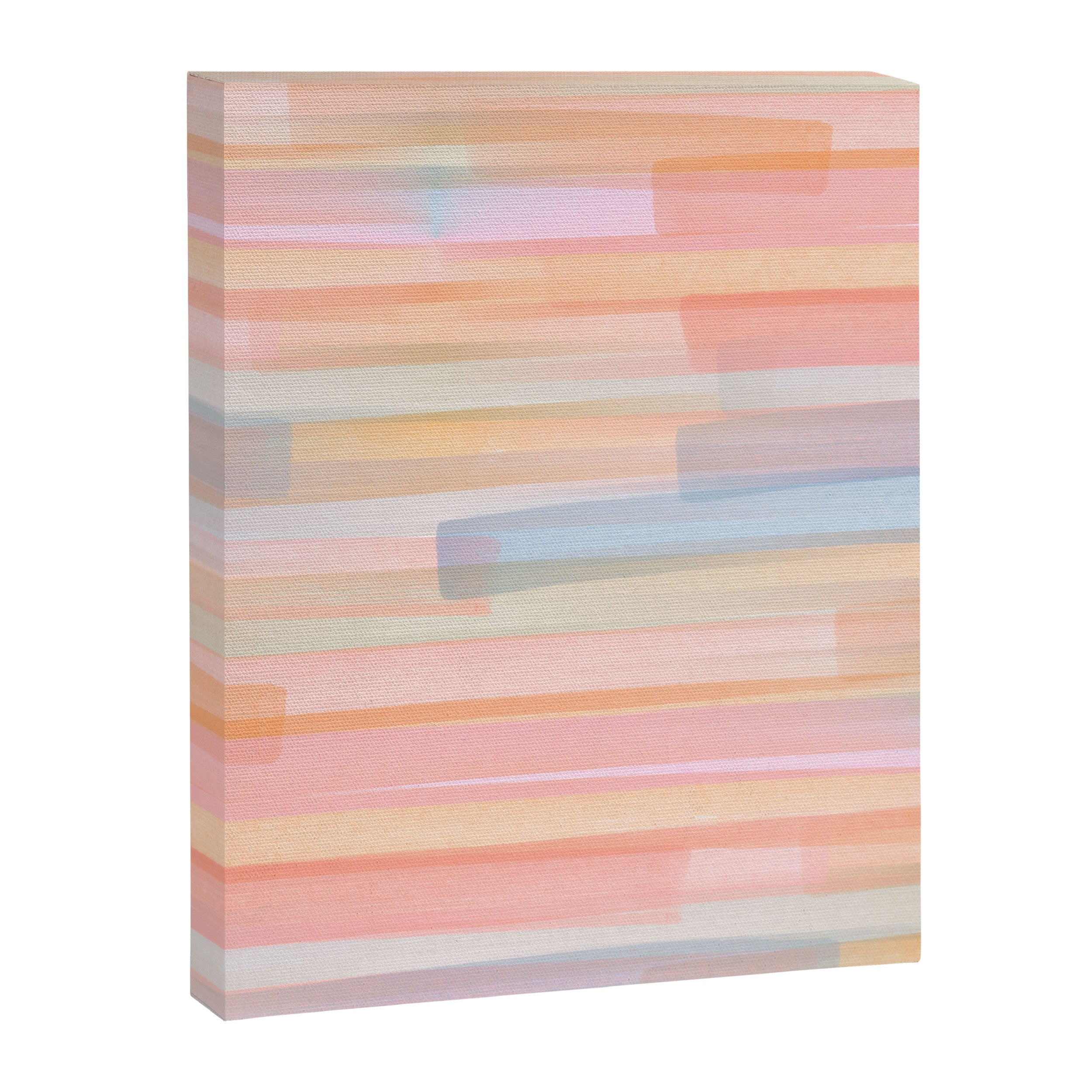 Abstract Watercolor Waves in Peach Sunrise Canvas Print Gallery Image 6