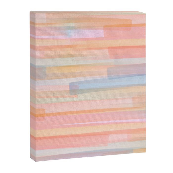 Abstract Watercolor Waves in Peach Sunrise Canvas Print Gallery Image 1