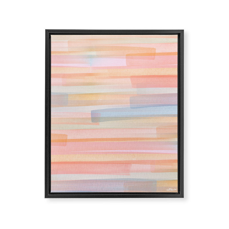 Abstract Watercolor Waves in Peach Sunrise Framed Canvas Print Gallery Image 6