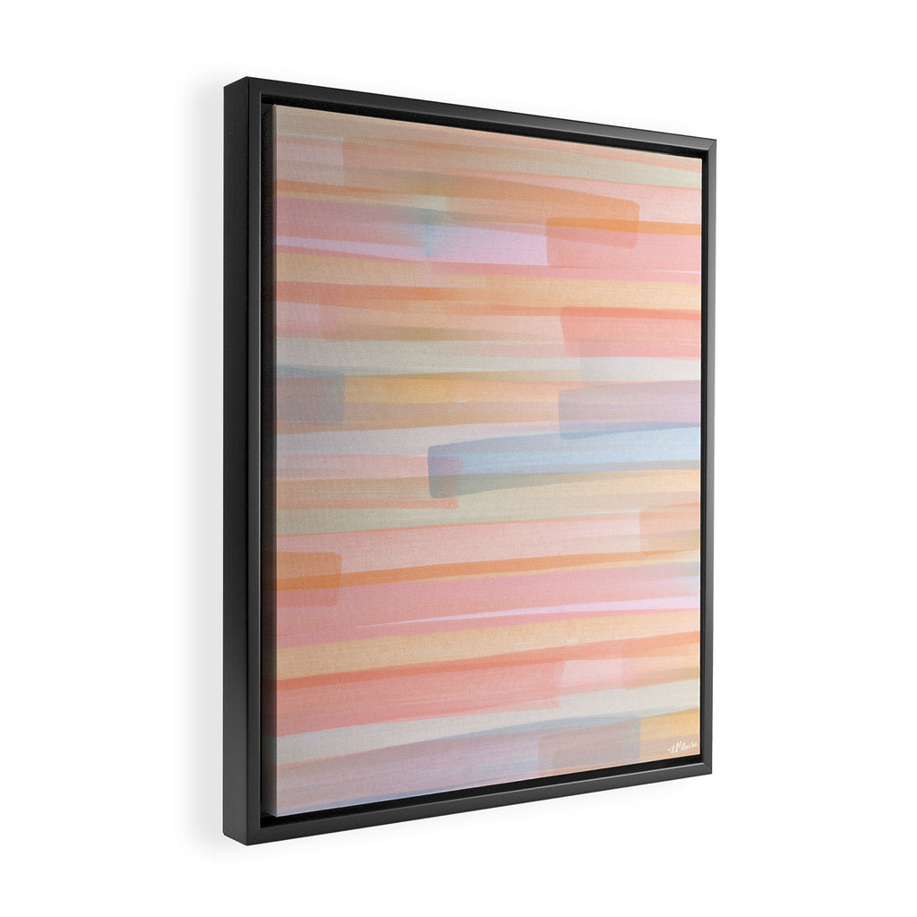 Abstract Watercolor Waves in Peach Sunrise Framed Canvas Print Gallery Image 2