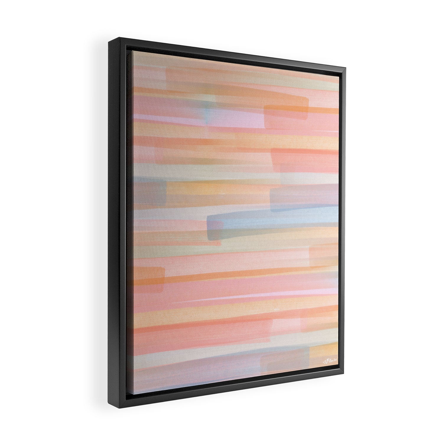 Abstract Watercolor Waves in Peach Sunrise Framed Canvas Print Gallery Image 2