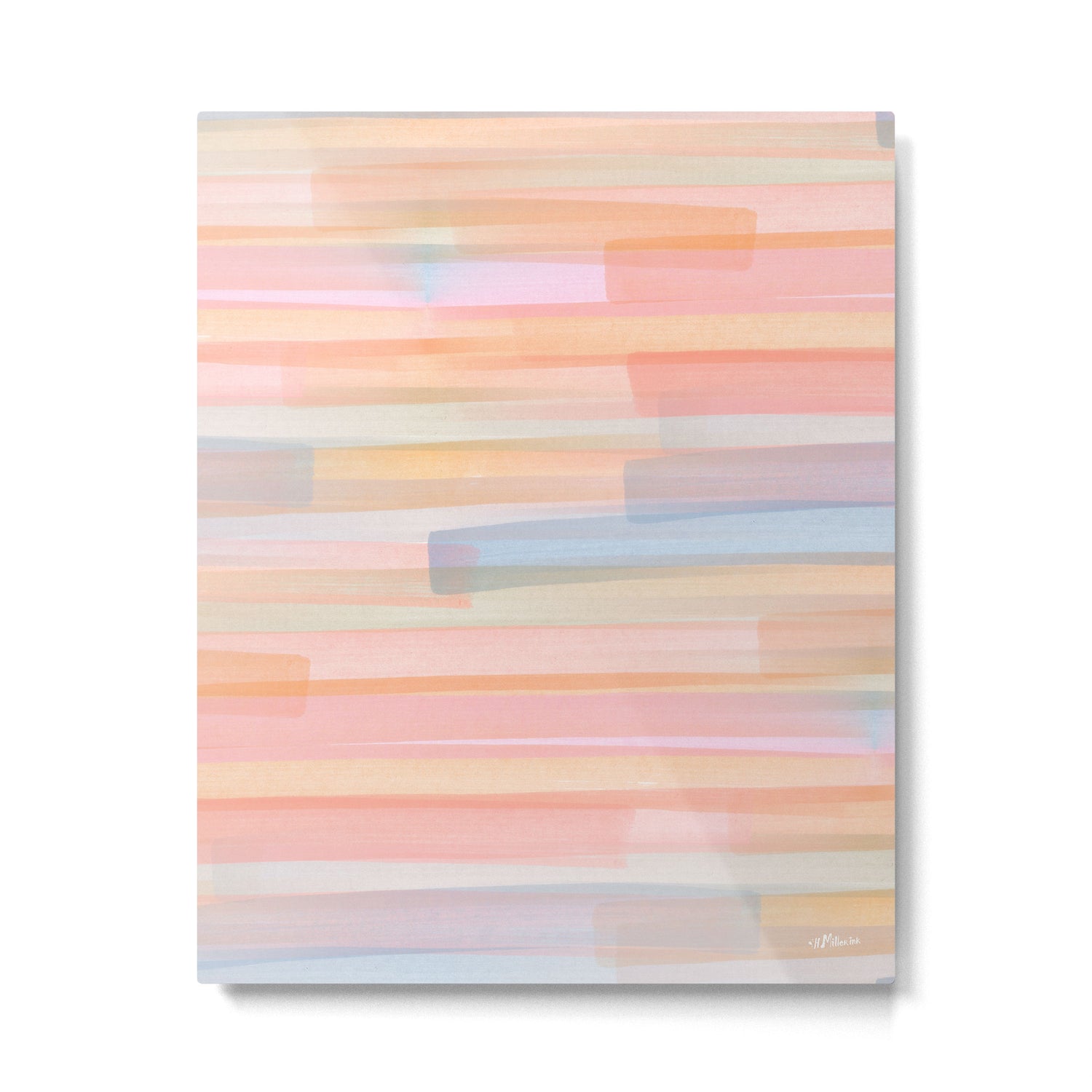 Abstract Watercolor Waves in Peach Sunrise Metal Print Gallery Image 4