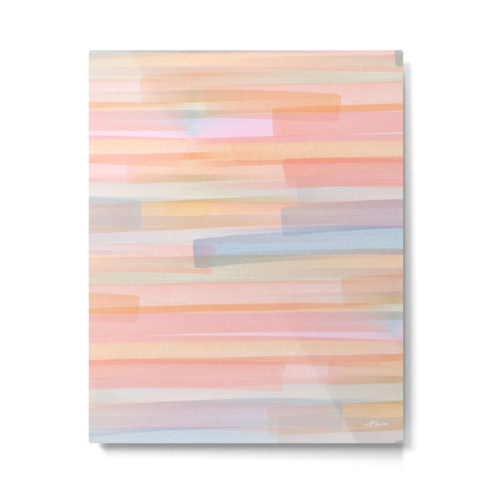 Abstract Watercolor Waves in Peach Sunrise Metal Print Gallery Image 1