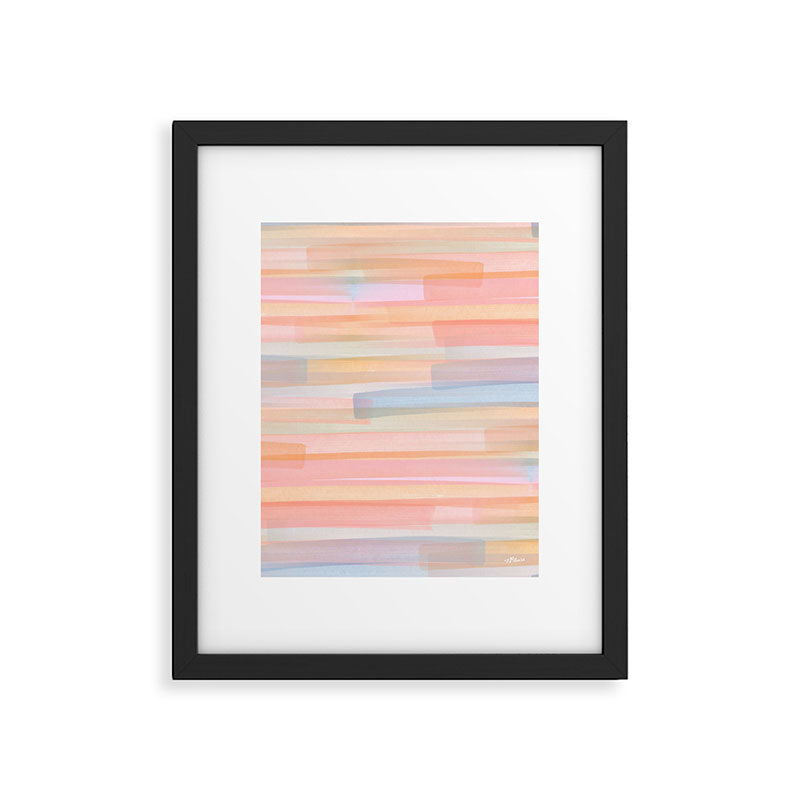 Abstract Watercolor Waves in Peach Sunrise Framed Art Print Gallery Image 5