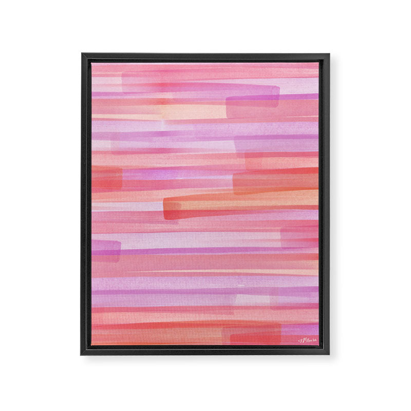Abstract Watercolor Waves in Pink Sunset Framed Canvas Print Gallery Image 6