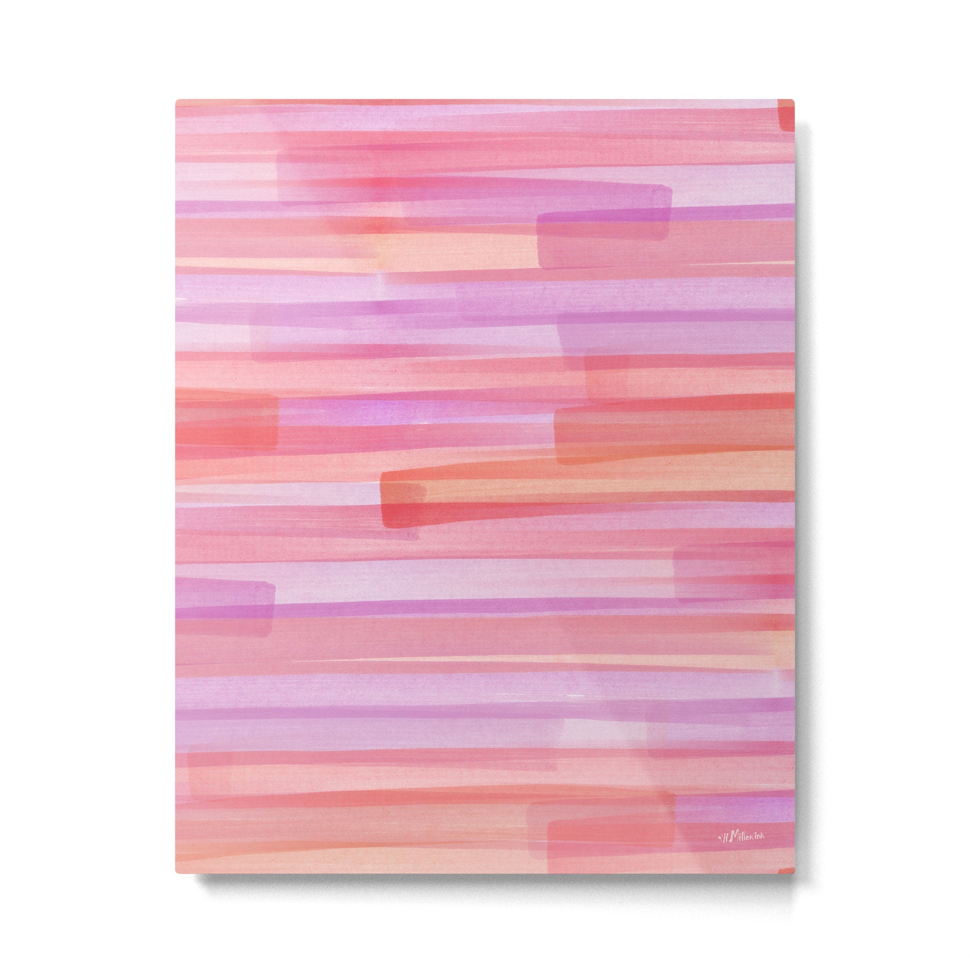 Abstract Watercolor Waves in Pink Sunset Metal Print Gallery Image 4