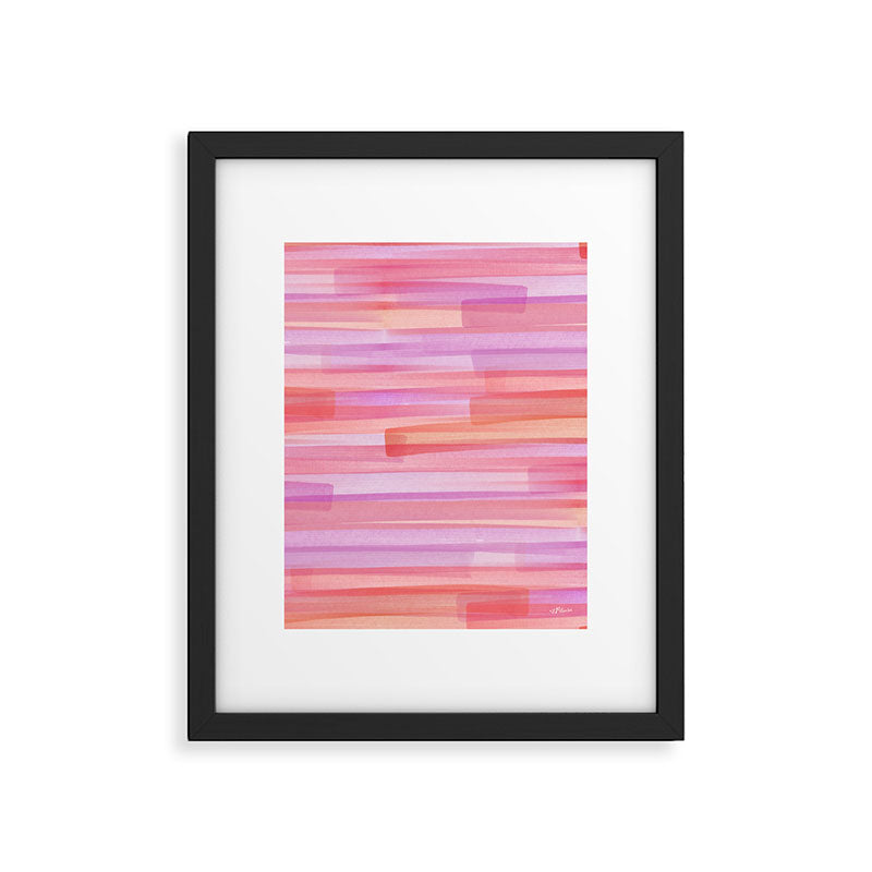 Abstract Watercolor Waves in Pink Sunset Framed Art Print Gallery Image 5