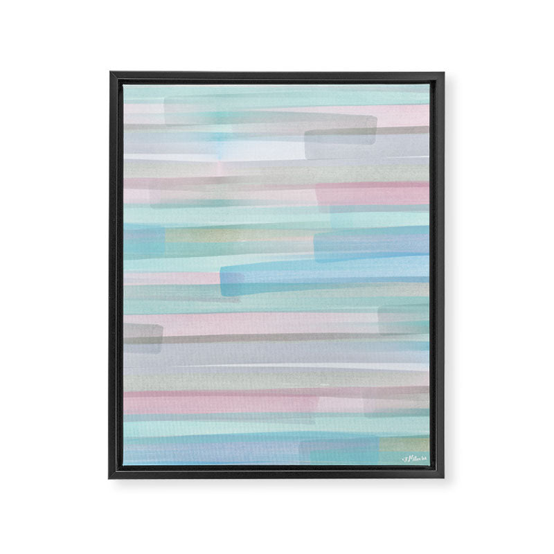 Abstract Watercolor Waves in Sky & Seafoam Framed Canvas Print Gallery Image 6