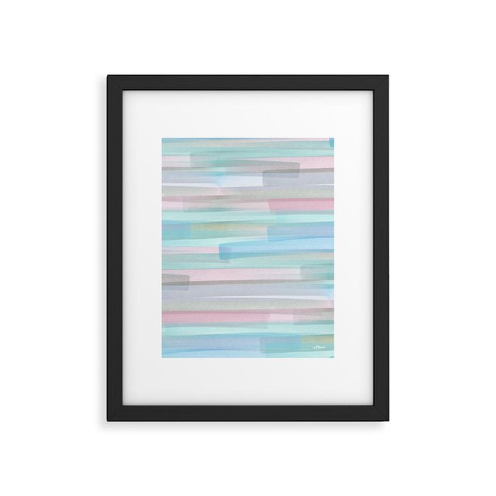 Abstract Watercolor Waves in Sky & Seafoam Framed Art Print Gallery Image 1