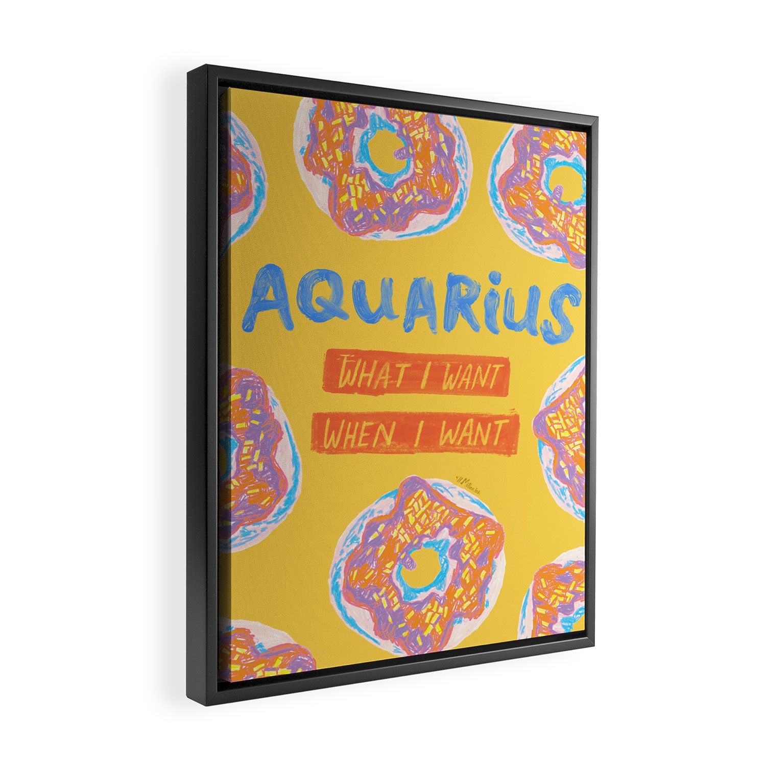 Aquarius Confidence in Buttercup Yellow | Zodiac Series Framed Canvas Print Gallery Image 2