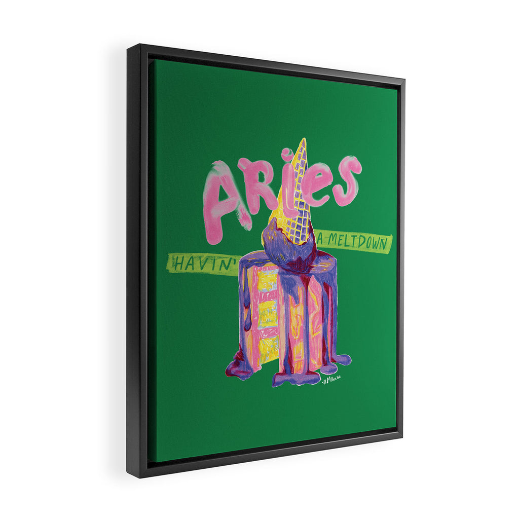 Aries Dessert in Kelly Green & Pink Framed Canvas Print Gallery Image 2