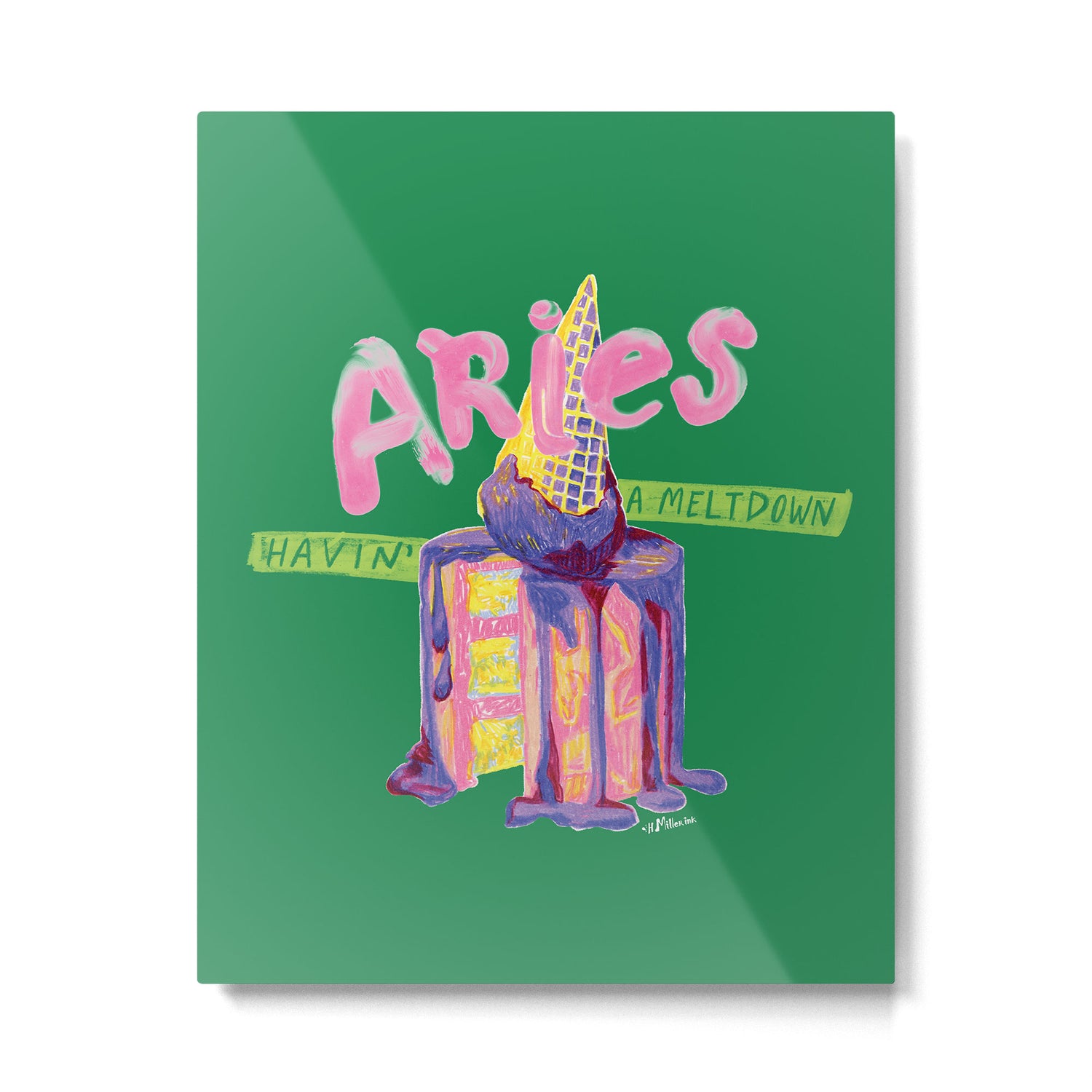 Aries Dessert in Kelly Green & Pink Metal Print Gallery Image 4