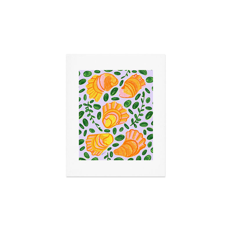 Art Deco Shells in Gold & Orange Art Print Gallery Image 1