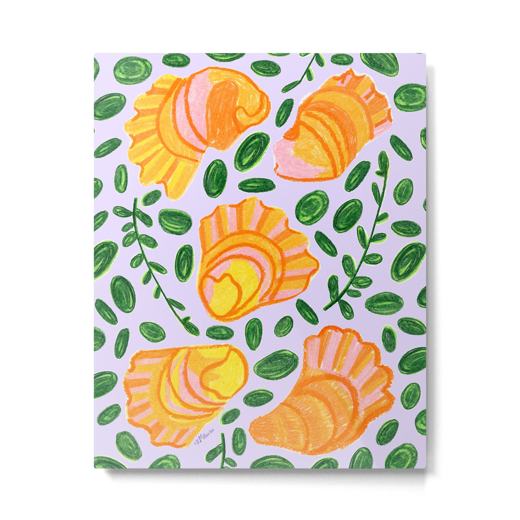 Art Deco Shells in Gold & Orange Metal Print Gallery Image 4
