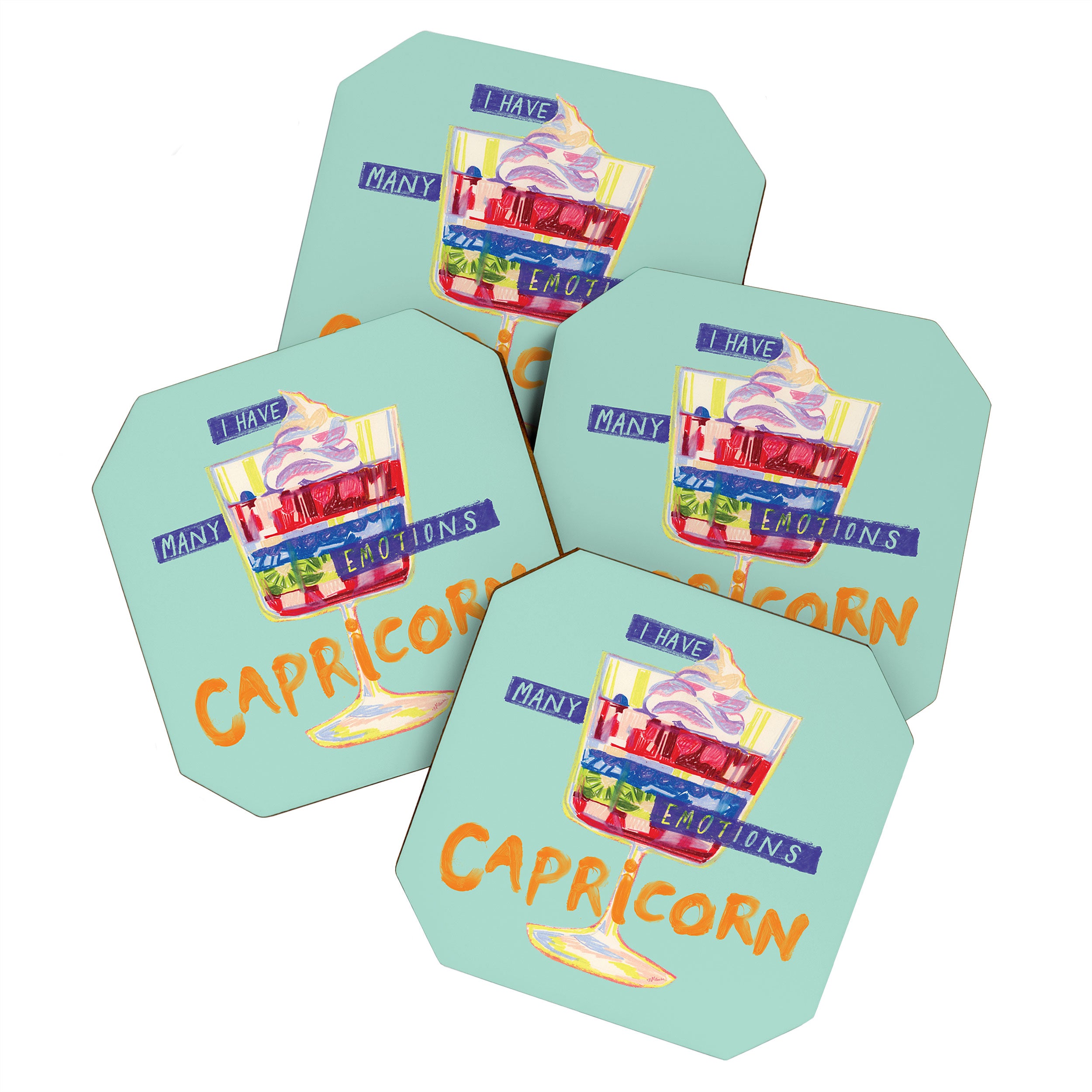 Capricorn Feelings in Pastel Green | Zodiac Series Coaster Gallery Image 1