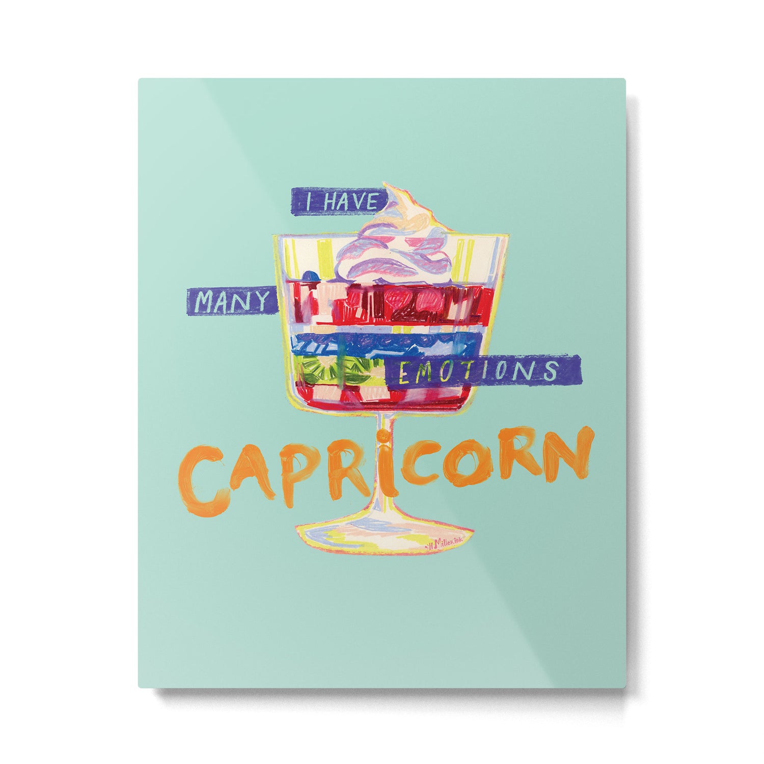 Capricorn Feelings in Pastel Green | Zodiac Series Metal Print Gallery Image 4
