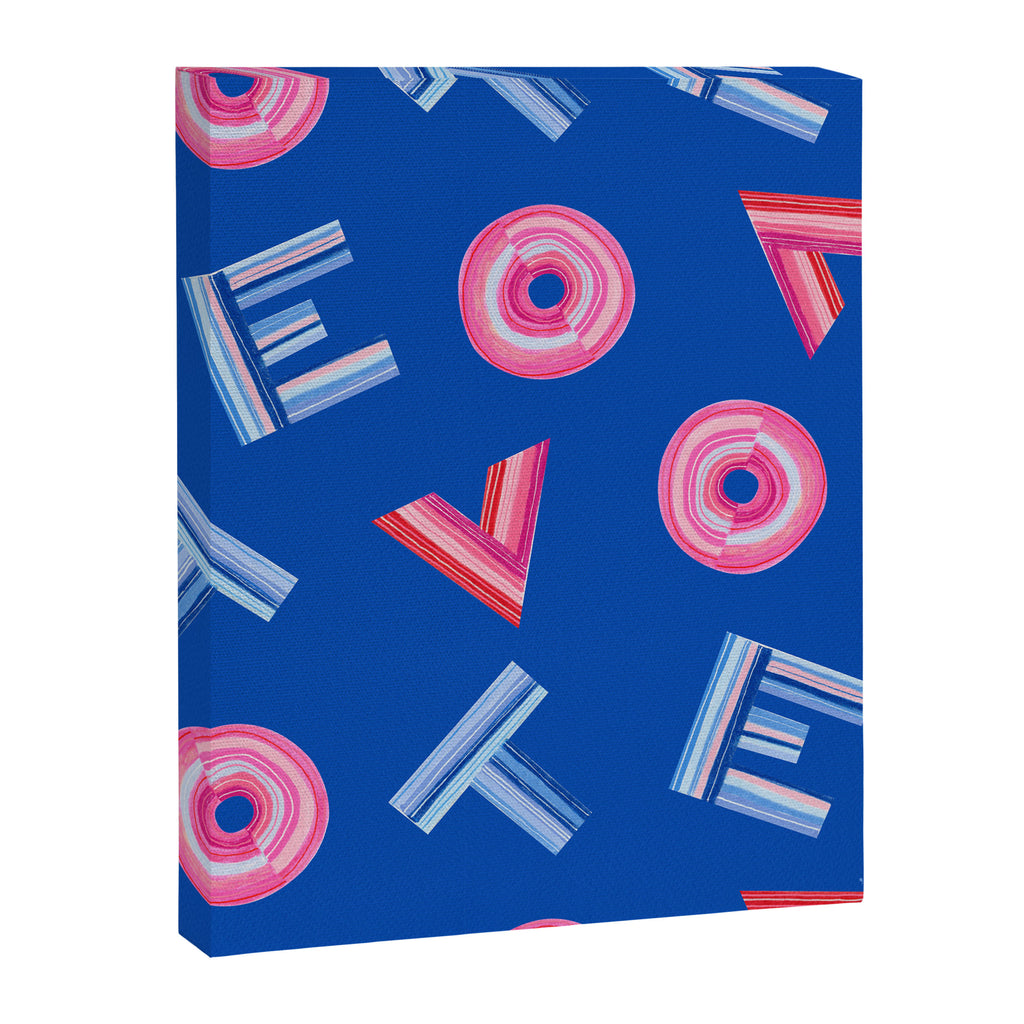 Cast Your Vote | Hand-Lettered Pattern in Blue Canvas Print Gallery Image 6