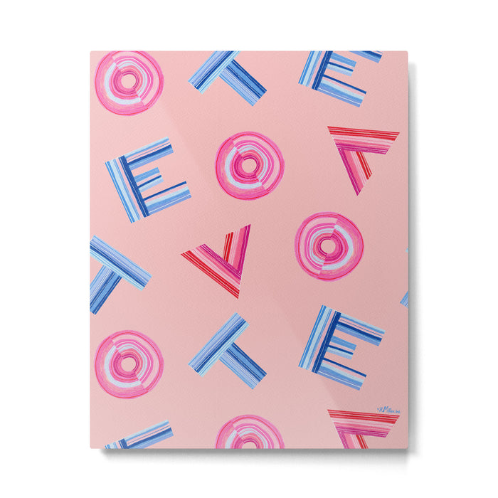 Cast Your Vote | Hand-Lettered Pattern in Peach Metal Print Gallery Image 1