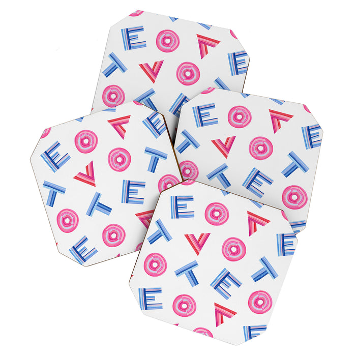Cast Your Vote | Hand-Lettered Pattern in White Coaster Gallery Image 1