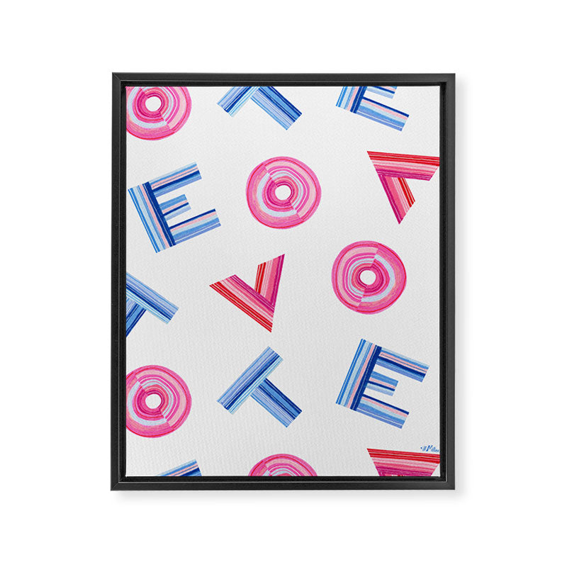 Cast Your Vote | Hand-Lettered Pattern in White Framed Canvas Print Gallery Image 6