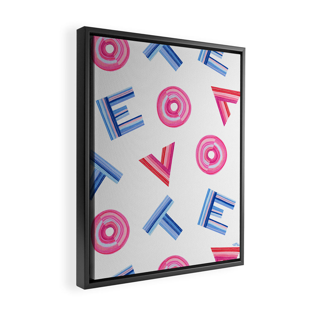 Cast Your Vote | Hand-Lettered Pattern in White Framed Canvas Print Gallery Image 2