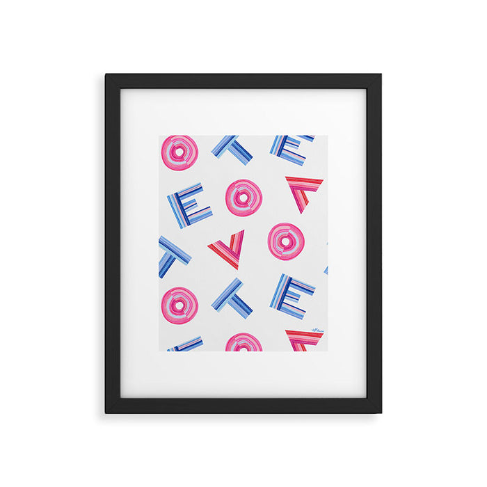 Cast Your Vote | Hand-Lettered Pattern in White Framed Art Print Gallery Image 1