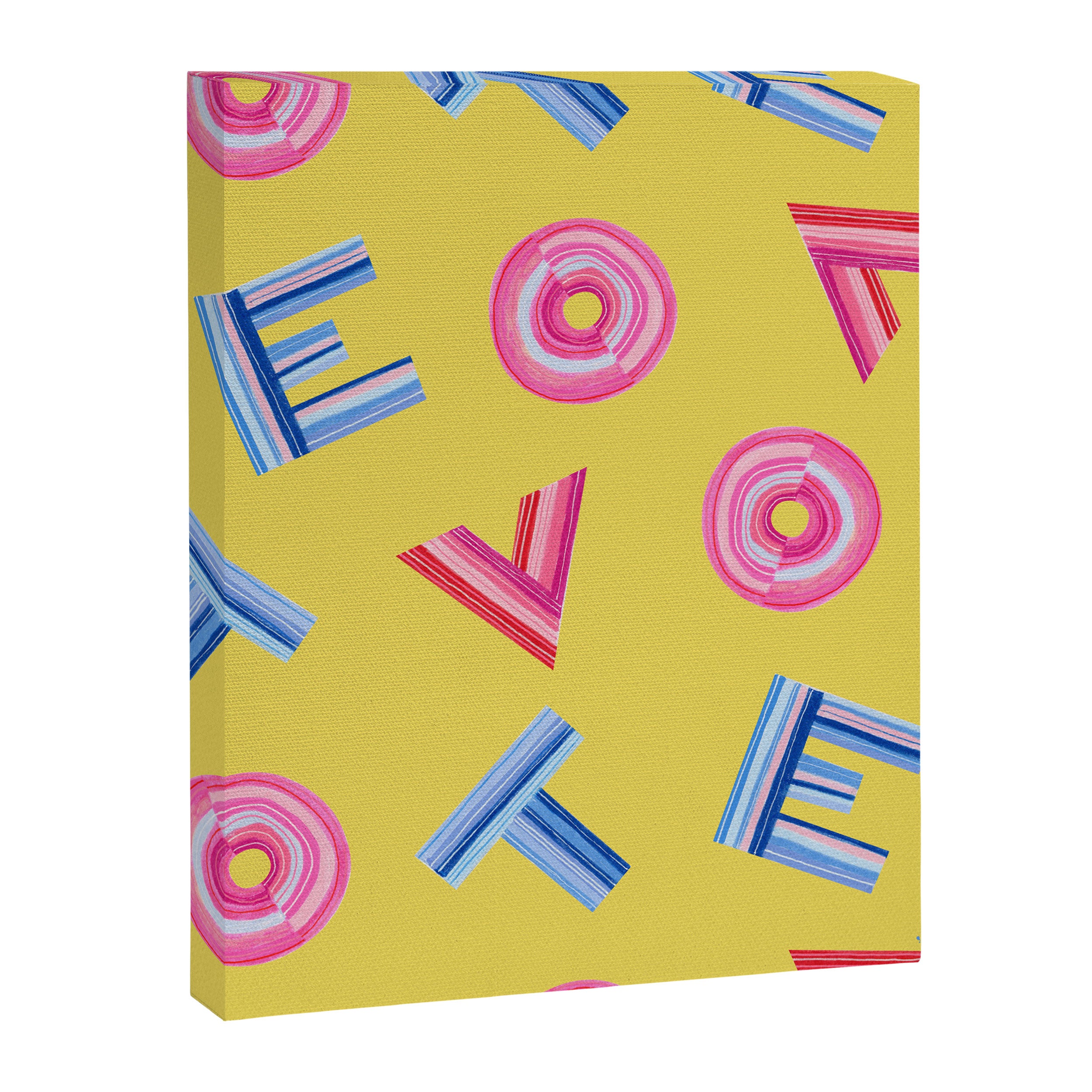Cast Your Vote | Hand-Lettered Pattern in Yellow Canvas Print Gallery Image 6