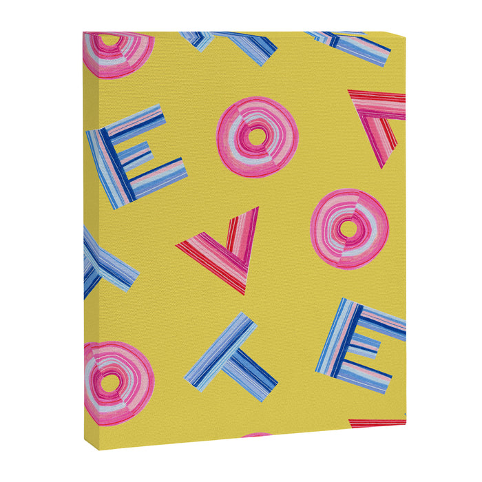 Cast Your Vote | Hand-Lettered Pattern in Yellow Canvas Print Gallery Image 1