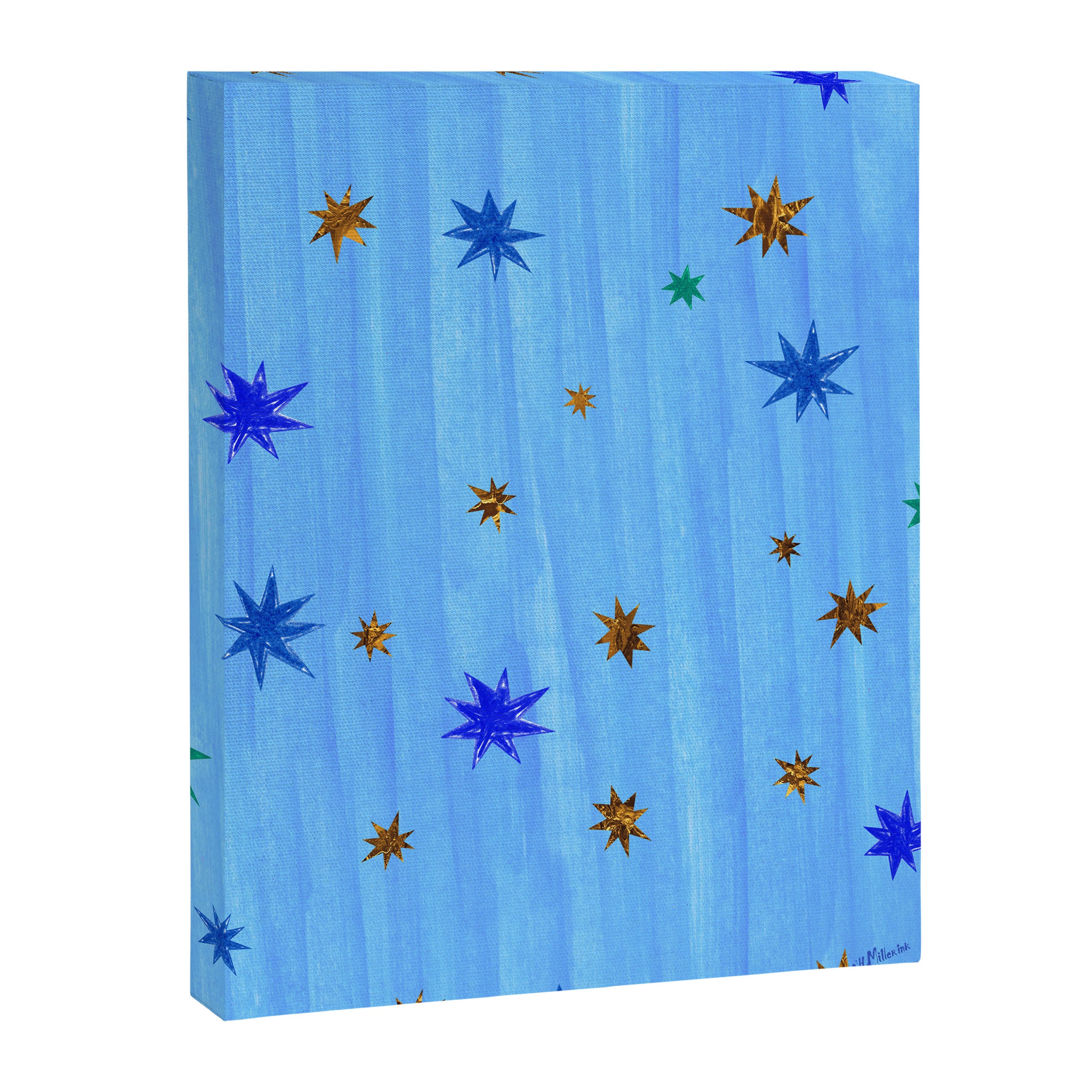 Celestial Star Twinkle in Blue Watercolor Canvas Print Gallery Image 3