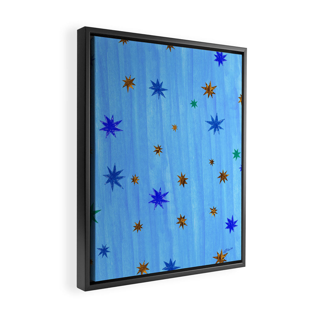 Celestial Star Twinkle in Blue Watercolor Framed Canvas Print Gallery Image 2