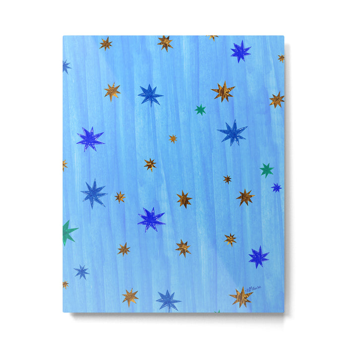 Celestial Star Twinkle in Blue Watercolor Metal Print Gallery Image 1