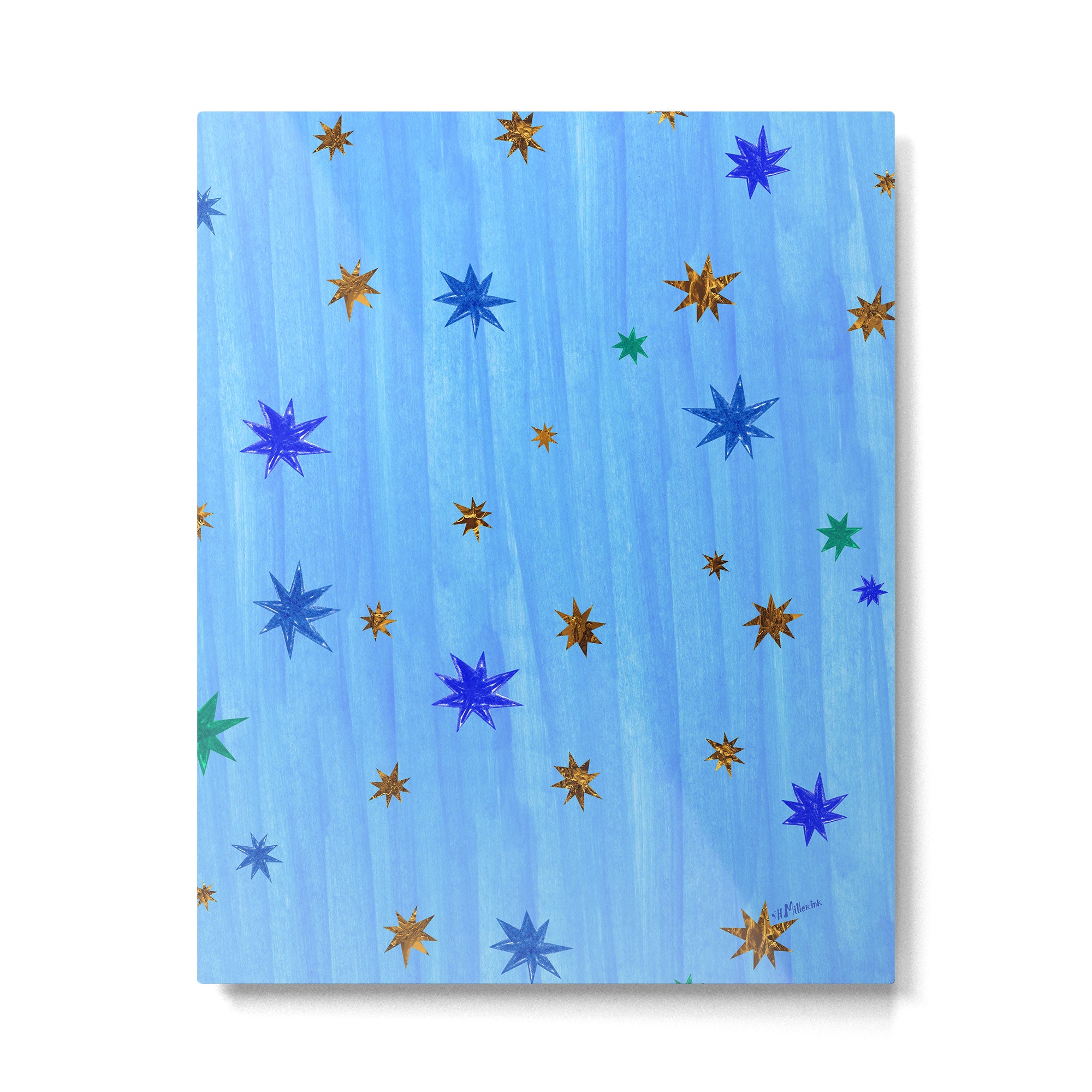 Celestial Star Twinkle in Blue Watercolor Metal Print Gallery Image 4