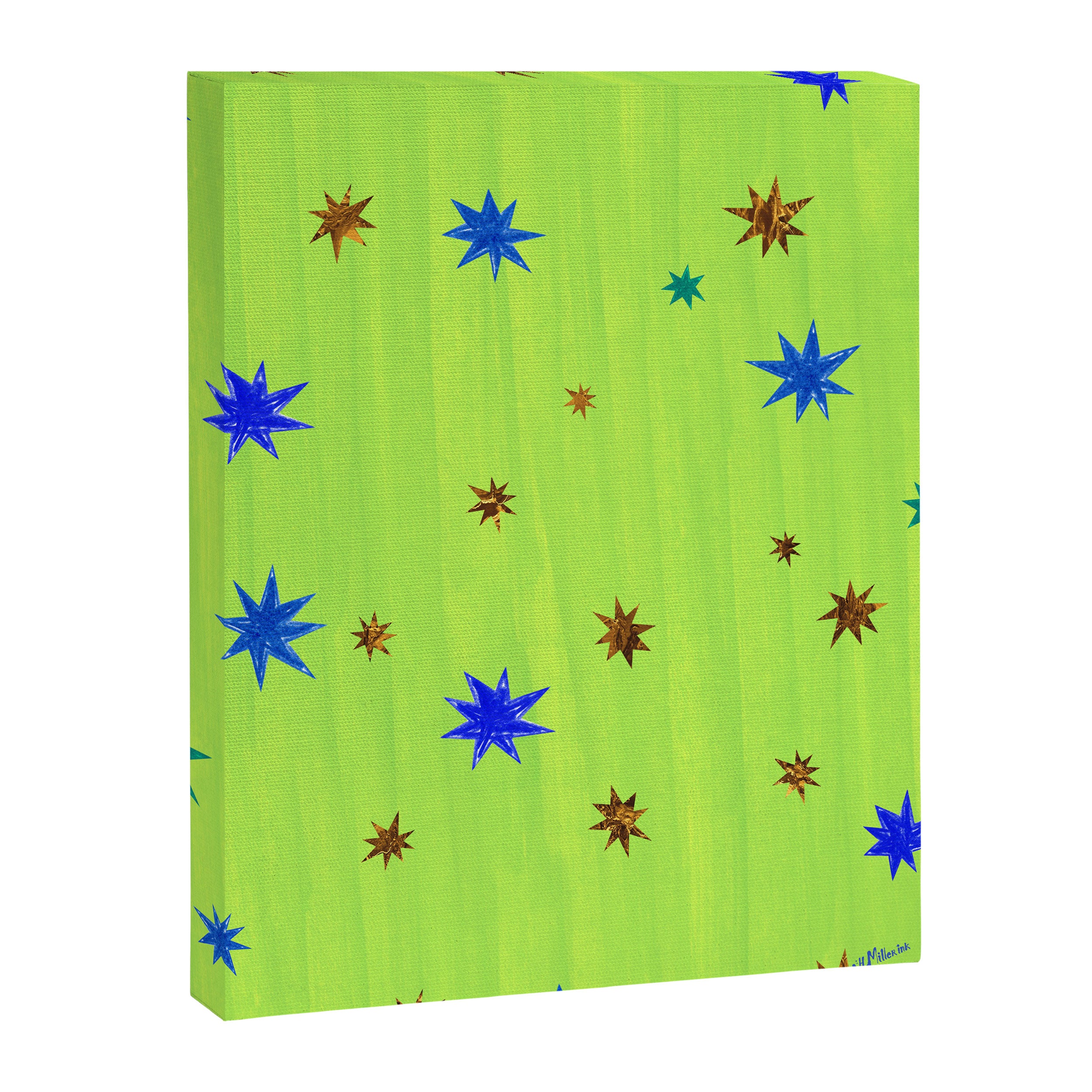 Celestial Star Twinkle in Galaxy Green Watercolor Canvas Print Gallery Image 6