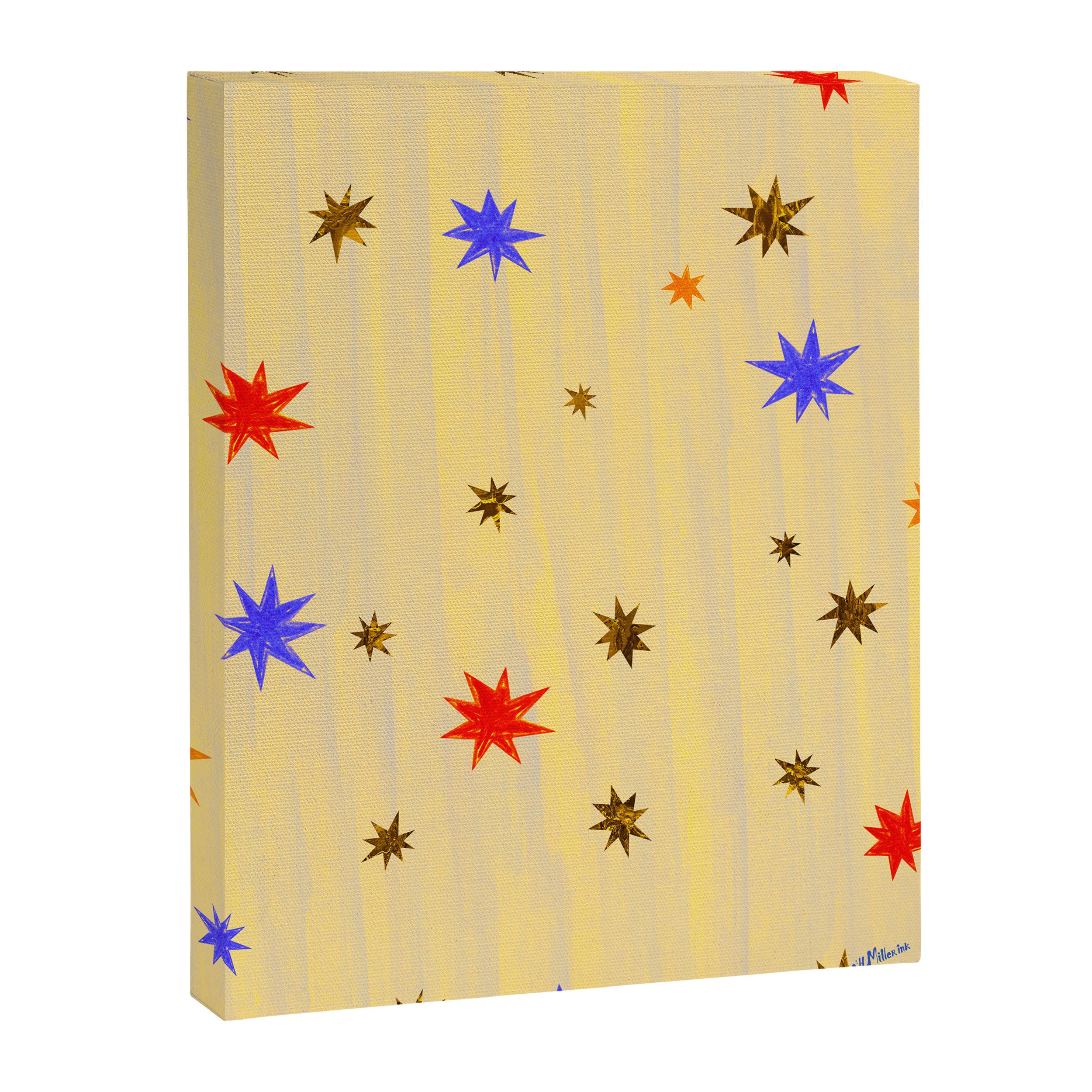 Celestial Star Twinkle in Golden Amber Watercolor Canvas Print Gallery Image 6