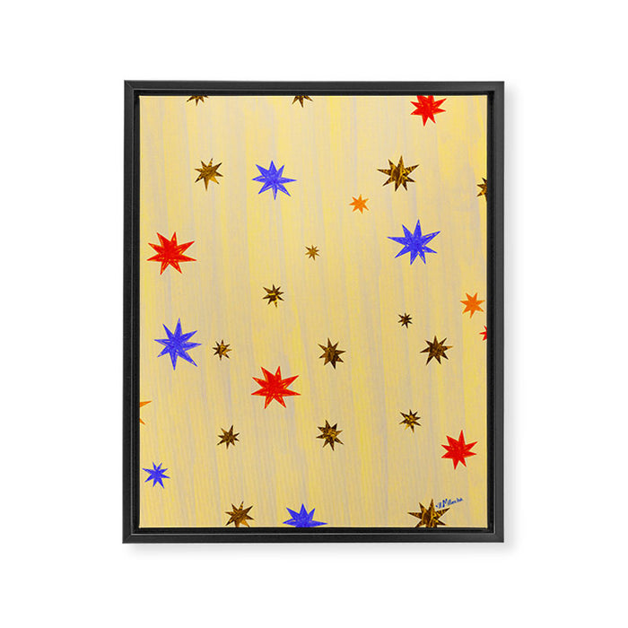 Celestial Star Twinkle in Golden Amber Watercolor Framed Canvas Print Gallery Image 1