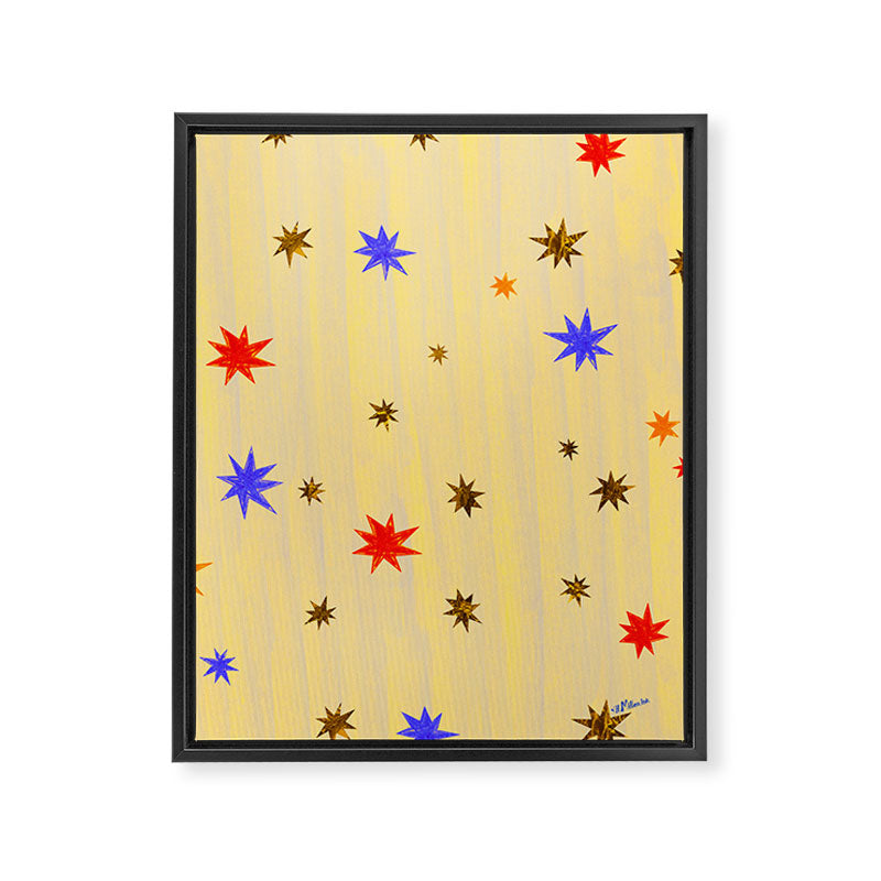 Celestial Star Twinkle in Golden Amber Watercolor Framed Canvas Print Gallery Image 6