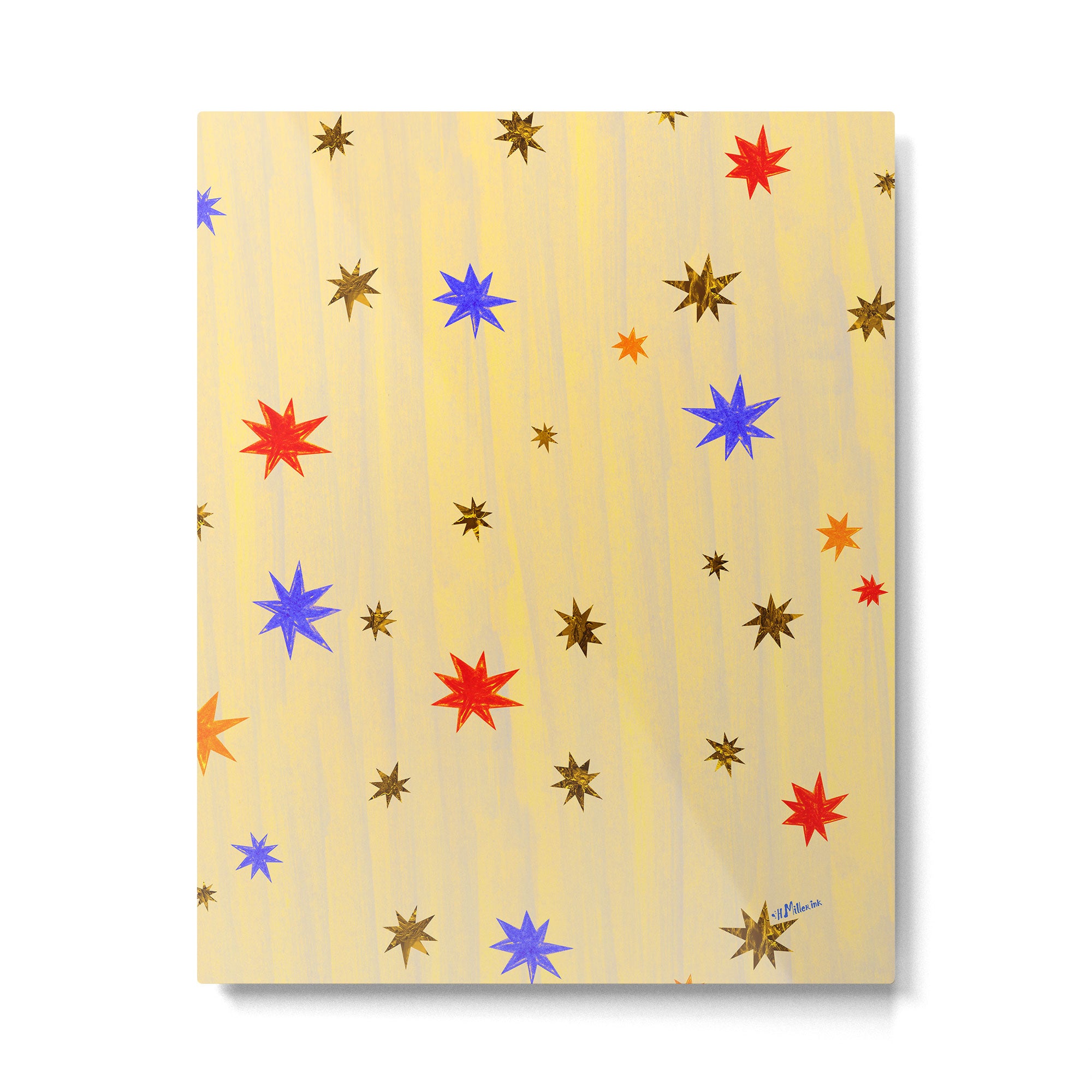 Celestial Star Twinkle in Golden Amber Watercolor Metal Print Gallery Image 4
