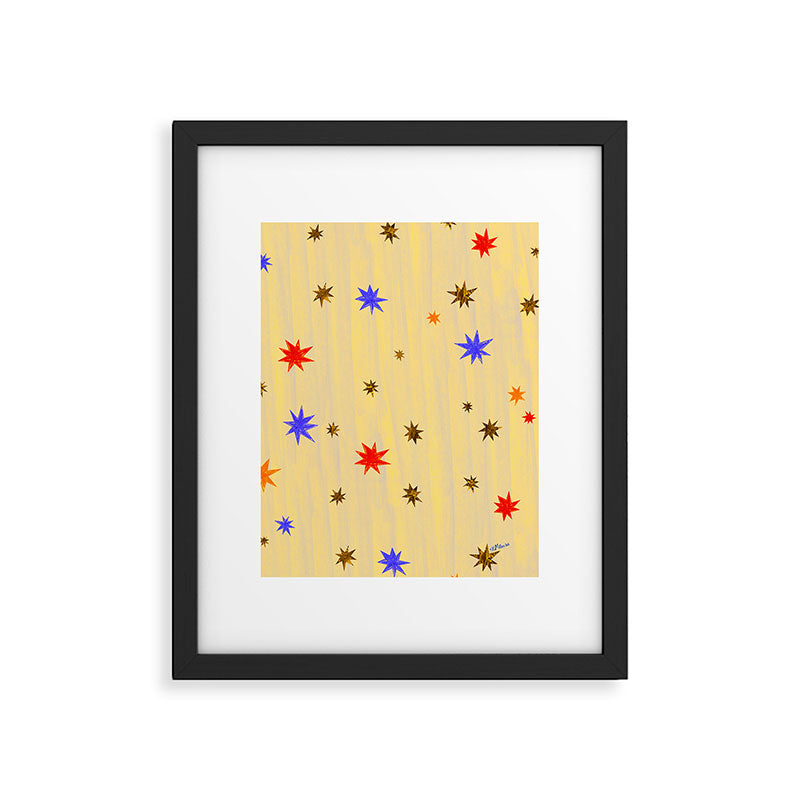 Celestial Star Twinkle in Golden Amber Watercolor Framed Art Print Gallery Image 5