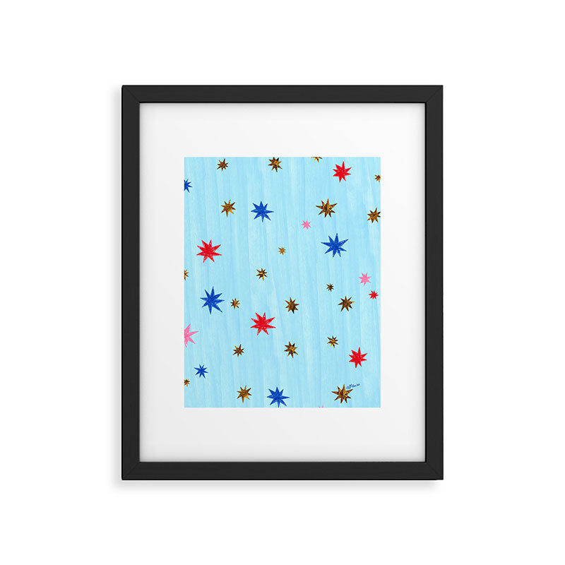 Celestial Star Twinkle in Sky Blue Watercolor Framed Art Print Gallery Image 5