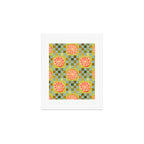 Checkered Citrus Fruit in Sage & Orange Art Print Gallery Image 1