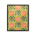 Checkered Citrus Fruit in Sage & Orange Framed Canvas Print Gallery Image 6