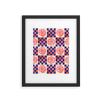 Checkered Sliced Citrus Fruit in Navy & Peachy Pink Framed Art Print Gallery Image 5
