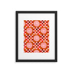 Checkered Sliced Citrus Fruit in Red & Peach Pink Framed Art Print Gallery Image 5