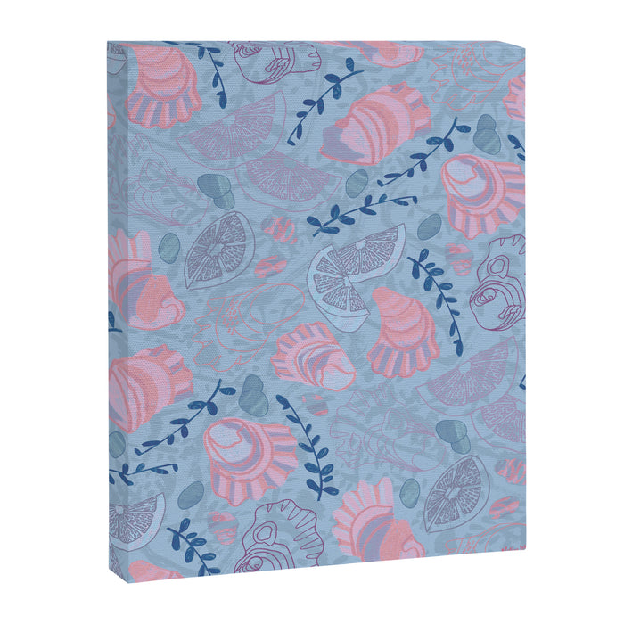 Coastal Oysters on the Beach in Sea Blue & Lavender Canvas Print Gallery Image 1