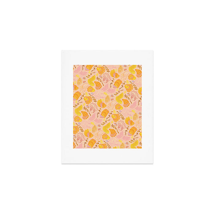 Coastal Oysters on the Beach in Lemon Orange & Peach Art Print Gallery Image 1