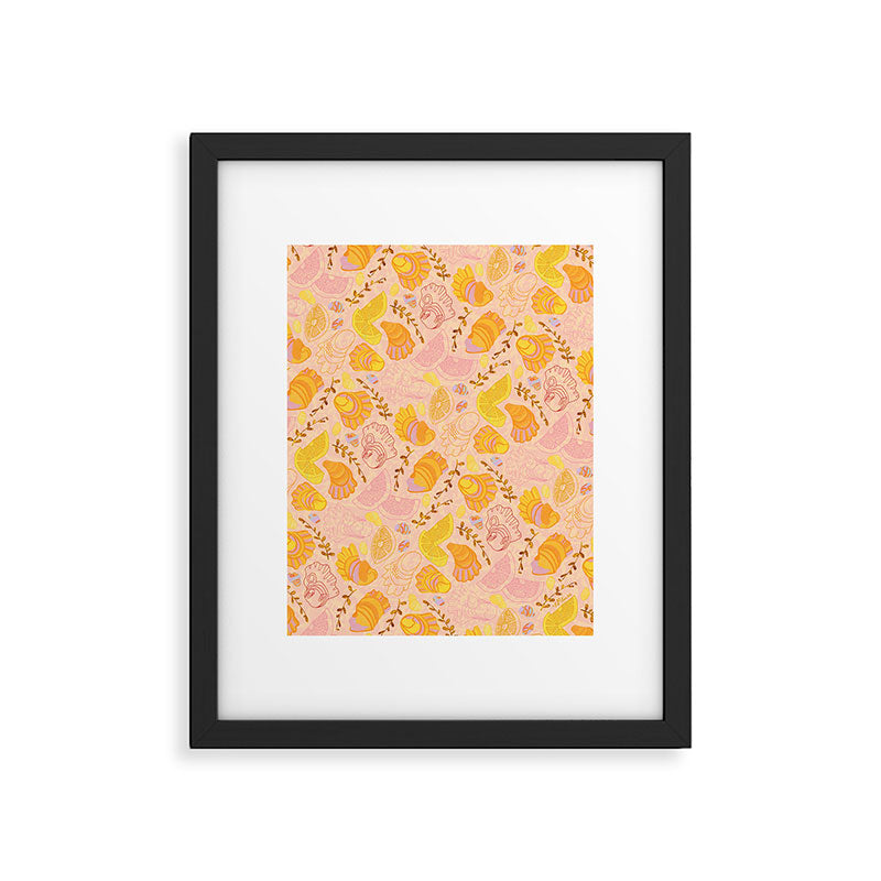 Coastal Oysters on the Beach in Lemon Orange & Peach Framed Art Print Gallery Image 5