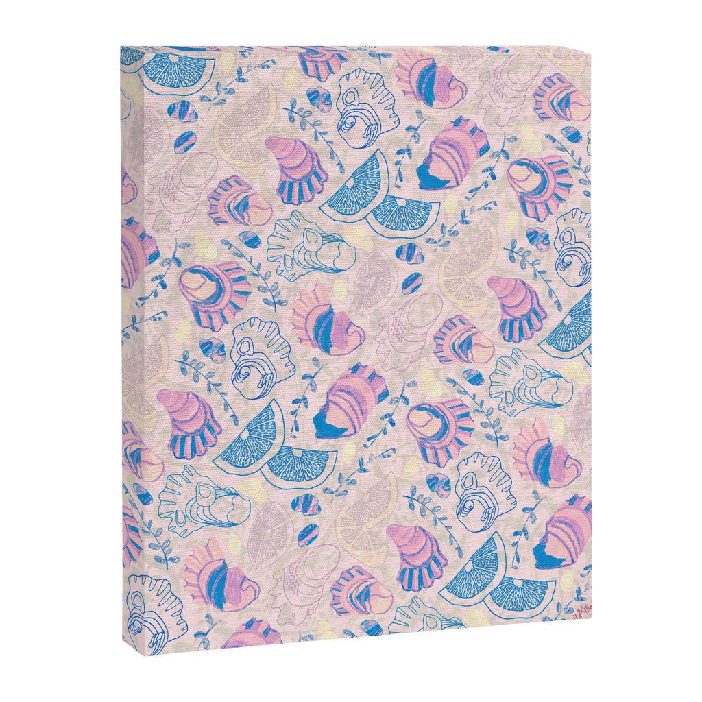 Coastal Oysters on the Beach in Pastel Pink & Blue Canvas Print Gallery Image 6