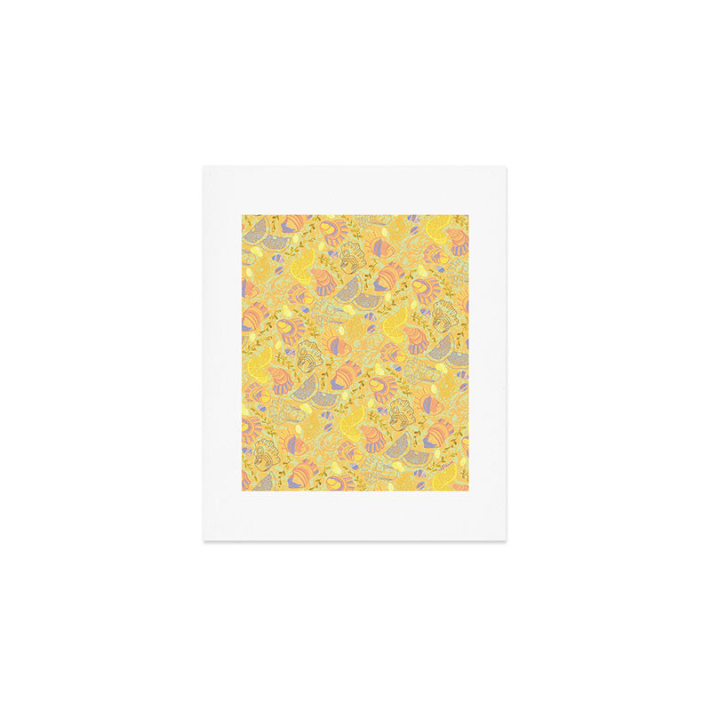 Coastal Oysters on the Beach in Pastel Yellow & Orange Art Print Gallery Image 1